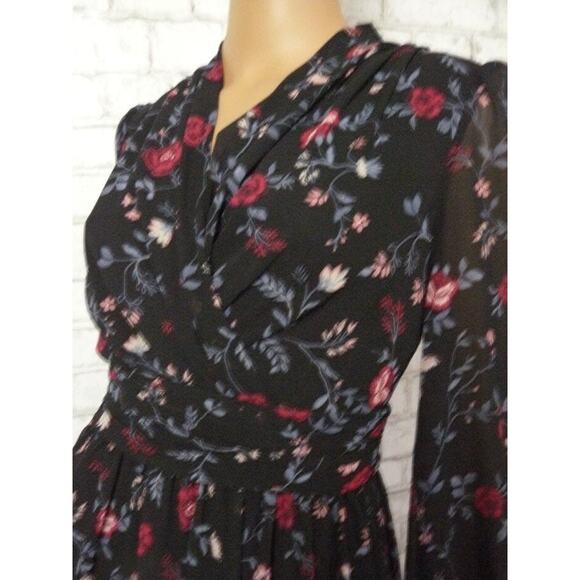 Gal Meets Glam Black Cherry Floral Londyn Pleated Dress 0 NEW - Picture 6 of 9